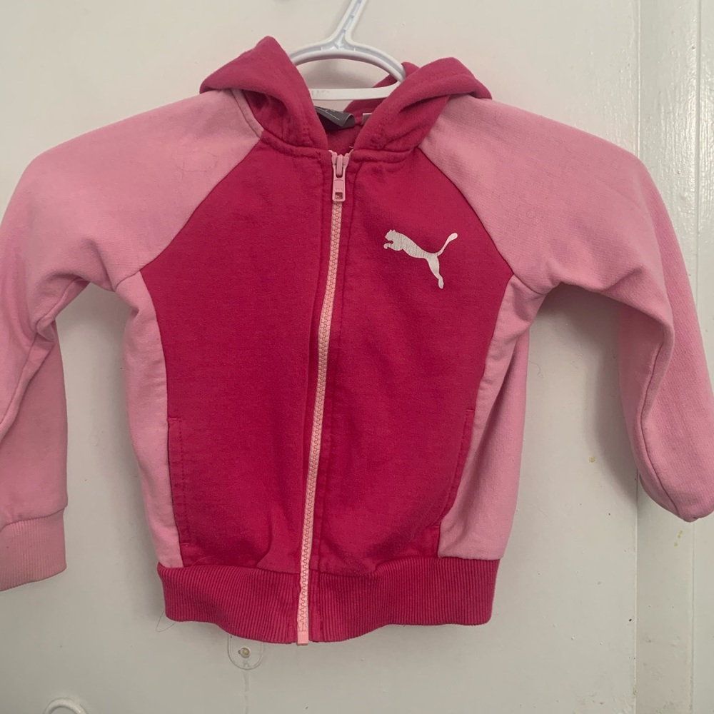 Girls size 3 Cute Pink Puma Hoodie Sweater
